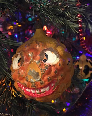 Christmas ornament on tree: antique and unidentifiable